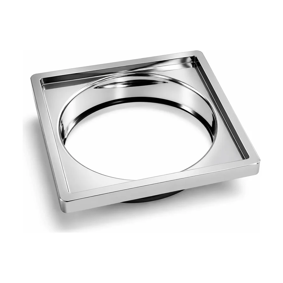 Porta Grelha Quadrado Cromado de 100 mm Drena Maxi — ABS de engenharia cromado